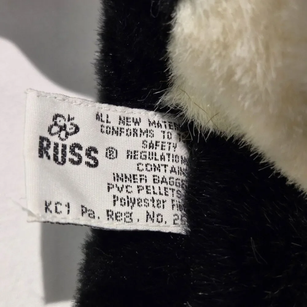 Russ Berrie Frazier Puppy Dog Plush Black White 15” Weighted Floppy Stuffed Toy
